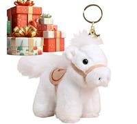 Horse Keychains for Women, 14cm Short Plush PP Cotton Cartoon Charm Keepsake, Festive Individual Key Ring in White Khaki Brown, Birthday Festival Gift for Family Friends Colleagues Students Home Trave