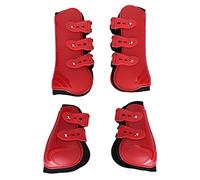 Horse Legguard, Sturdy PU Obstacle Leg Protector, Thickened Leggings with Soft Liningred, Impact Absorbent, Breathable and Lightweight, Easy Fasten Buttons, for Horses (M)