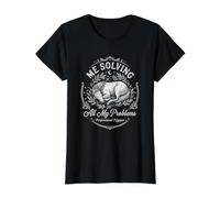 Horse Me Resolviendo Mis Problemas Dormir Siesta Divertido Camiseta gráfica económica, Mujer, Negro, XL