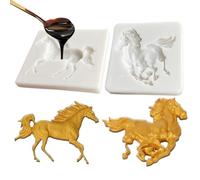 Horse Mold - Running Pony Silicone, 2 Pieces Baking Mould, Animal Shaped Dessert Tray With High Temperature Resistance | Creative Pastry Design For Home Bakers Pudding Jelly Cake Decoration Use