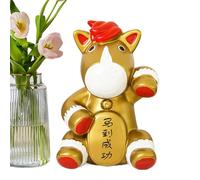 Horse Money Bank - Resin Decorative Savings Jar For Paper Cash & Currency | New Year Good Luck Statue For Bookshelf, Dorm & Birthday Gift