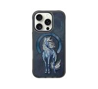 (Horse, Multicolor) For iPhone 16 Pro Max Magnetic Case Embroidery PU Leather Back Cover - Golden Dragon