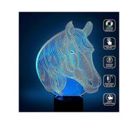 Horse Night Light, 3d Illusion Desk Table Lamp Nightlight for Kids Smart Touch Usb Powered 7 Color