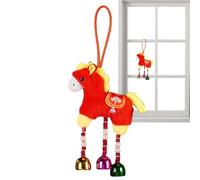 Horse Plush - Red Hangable Doll Ornament | Cute Stuffed Horse Toy with Bell, Perfect For Living Room, Spring Festivals, New Year, Hanging On Door, Window, Wall, Porch, Bag, Backpack, Or Car