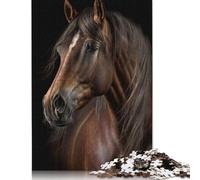 Horse Portrait on Dark Rompecabezas Imposible,desafío para Adultos Entretenimiento Creativo 1000 Piezas Obra De Arte De Juego De para Adultos Y Niños A Partir De 12 Años 1000pcs (38x26cm)