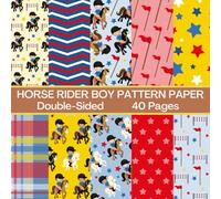 Horse Rider Boy Scrapbook Paper 40 Pages 20 Sheets: Double Sided Pattern Paper for Scrapbooking, Card Making, Origami, DIY and More