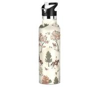 Horse Riders - Botella de agua de acero inoxidable con tapa con popote, botella aislada para niños y niñas, deportes, 20 onzas líquidas