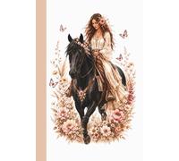 Horse Riding Notebook: Woman on Black Horse Floral Design for Equestrian Lovers: 100 lined pages, 6x9 inches, gift journal for riders, horse lovers, girls, and women who enjoy riding