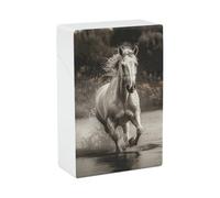 Horse Running by The Water - Caja de cigarrillos portátil ligera para viajes, cajas de cigarrillos de plástico impermeables de tamaño de bolsillo para 20 cigarrillos