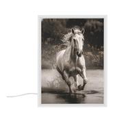 Horse Running by The Water Espejo de tocador portátil iluminado espejo de belleza 3 colores iluminación regulable LED espejos de maquillaje decoración espejo de escritorio para tocador escritorio mesa