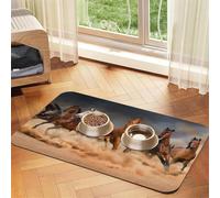 Horse Running,Waterproof Pet Feeding Mat,PU Leather Placemats for Cat Dog Water Bowl,Food Mats,30x45cm