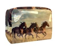 Horse Runs in The Grassland - Bolsa de cosméticos para mujer, neceser de viaje, grande, de PVC, organizador con cremallera, multicolor, 18.5x7.5x13cm/7.3x3x5.1in, Neceser