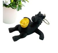 Horse Sculpture - 3D Printed Desk Ornament, Cute Animal Figurine | Rotating Gold Ingot Design Compact Size 10.1cm Decorative Accent, New Year Celebration Display Home Office Bookshelf Car Gift Collect