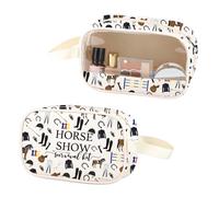 Horse Show Survival Kit Equestrian - Bolsa de maquillaje transparente para jinete de caballo, bolsa de cosméticos de piel sintética, regalo para amantes de los caballos, Horse Show Pu, No