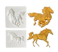 Horse Silicone Molds - 2 Piece Baking Supplies DIY Fondant Cake Mold | Flexible Dessert Mold Pudding Jelly Fudge Chocolate for Cake Decoration Holiday School Kitchen Use