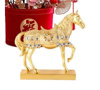 Horse Statue, 2026 Resin Chinese Art Table Decoration | Year Of The Horse Statue | Blessing Animal Table Decoration | Resin Golden Horses Figurine | For Home Living Room Bedroom Shelf Mantel Spring