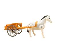 Horse Toy Retro Carriage Model, Walking Horse-Drawn Cart, 11.81x4.72 Inches Tabletop Home Decor, Vintage Mechanical Design, Ideal for School Daycare Center and Collectible Display