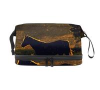 Horse Under The Glory - Bolsa de cosméticos de doble capa para mujeres y niñas, neceser de viaje para maquillaje, práctica bolsa organizadora con compartimento para cepillos, multicolor, 27x15x14