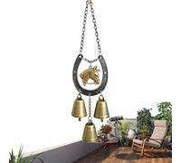 Horse Wind Chime - Iron 24.5x6cm 9.65x2.36in | Horseshoe Bell Hanging Ornament with Soft Sound, Outdoor Garden Decor, Relaxing Patio Accent Use | Garden Balcony Yard Home Decor Use