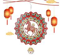 Horse Wind Chimes For Outside | 11.57 Inch Stainless Steel Chinese New Year Art | 2026 Year of The Horse Hangable Wind Spinner | For Patio Lawn Yard Home Indoor Holiday Birthday Spring Festival