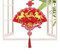 Horse Year Chinese Pendant - Paper Craft, 2026 Lunar New Year Ornament, Flocked | Spring Festival Wall Hanging Decor, Cultural Souvenir For Window, Living Room, Bedroom, Entryway, Housewarming