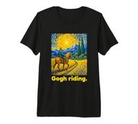 Horseback Rider Swirling Sky Landscape Art Camiseta Premium