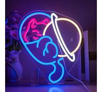 Horseneon Astronáutico Planeta Gato Letreros de Neón Luz de Neón Animal para Dormitorio Atenuador USB Letrero de Neón para Pared Amantes de los Gatos Habitación de Niños Sala de Estar Bar