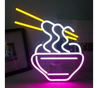 Horseneon Cartel de neón de ramen Luz de neón de fideos Luz de neón led rosa para pared de neón para restaurante Pub Hogar Bar Cocina Comedor Club Tienda japonesa de ramen Decoración de carteles