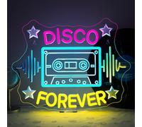 Horseneon Disco Forever - Letrero de neón retro LED para decoración de pared para fiestas de baile, salas de música y barras temáticas de los años 70, alimentado por USB con brillo ajustable