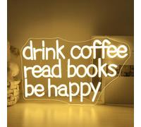 Horseneon Drink Coffee Read Book be Happy Letrero de neón Letrero iluminado para café Leer libro Luces de neón Letreros de neón para pared Letrero de café para dormitorio Bar Café
