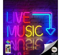 Horseneon Letrero de neón de música en vivo, letrero de luz de neón con luces cambiantes RGB luz de neón luces de neón con control remoto para dormitorio bar estudio de música fiesta