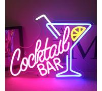 Horseneon Letrero de neón para bar de cócteles, letrero de neón LED para pared, letrero LED azul rosa para bares de cerveza, cueva, club, pub, hogar, restaurante, bar, decoración