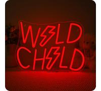 Horseneon Placa de neón rosa Wild Child Neon con texto en alemán "Wild Child Neon Schriftzug,LED-Neonschilder für Wohnzimmer Spielzimmer,Spielzimmer,Vergnügungsparks,Spielclubzubehör