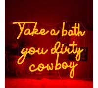 Horseneon Take a Bath You Dirty Cowboy Letrero de luz de neón con letras rojas letrero de neón para decoración de pared luces de neón con alimentación USB para dormitorio baño centro de baño playa