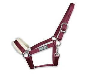 Horses, Cabestro Winry con Pelo, Cómodo, Útil para Llevar el Caballo a Mano o para Asegurar Durante Las Operaciones de Desmolienda, Sellado o Transporte (Full, Burdeos)