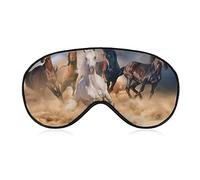 Horses in The Desert Sandstorm Sleep Mask Night Cover Eye para mujeres y hombres BlockLight para avión, viaje, siesta, correa ajustable
