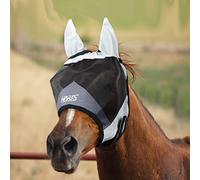 Horses, Máscara Antimoscas Fly Shield, Ligera y Transpirable, no Obstruye el Campo de Visión del Caballo, Protección Ocular y Auditiva (L, Gris/Negro)