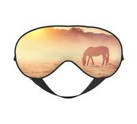Horses On Pasture at Sundown - Máscara de seda para dormir, correa elástica, viaje y siesta, sombra de ojos suave para viajes, yoga y siesta