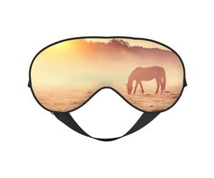 Horses On Pasture at Sundown - Máscara de seda para dormir, correa elástica, viaje y siesta, sombra de ojos suave para viajes, yoga y siesta