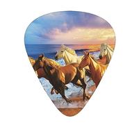 Horses On The Beach - Juego de 12 pastillas de guitarra adecuadas para tocar guitarras acústicas, guitarras eléctricas, etc.