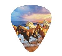 Horses On The Beach - Juego de 12 pastillas de guitarra adecuadas para tocar guitarras acústicas, guitarras eléctricas, etc.