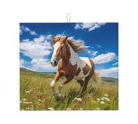 Horses on the Prairie - Tapete de secado de platos de cocina, tapete absorbente de encimera de cocina de 16 x 18 pulgadas, tapete decorativo duradero, lavable, reutilizable,