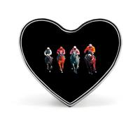 Horses Racing Heart Lapel Pin Enamel Badge Brooches Clothing Decor for Wedding Party Costume Accessory