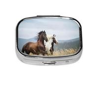 Horses Running Art - Pastillero con 2 compartimentos, organizador portátil