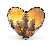 Horses Running in The Sunset - Pin de solapa esmaltado con diseño de corazón para mochila, broches, joyería, chaquetas, sombreros, decoración artística