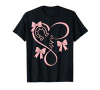 Horseshoe Heart Beat Love Horses Fun Bow Coquette Horse Girl Camiseta