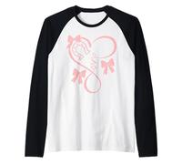 Horseshoe Heart Beat Love Horses Fun Bow Coquette Horse Girl Camiseta Manga Raglan