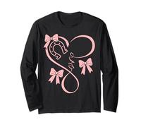 Horseshoe Heart Beat Love Horses Fun Bow Coquette Horse Girl Manga Larga