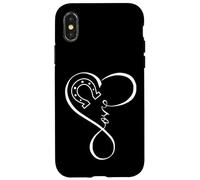 Horseshoe Heart Love Cute Equestrian Art for Horse Mom Girls Carcasa para iPhone X/XS