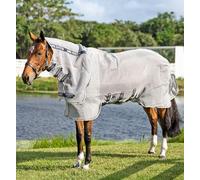 Horseware Irlanda Rambo Protector Integrado Plata, Azul Marino, Blanco y Beige Mosca 75